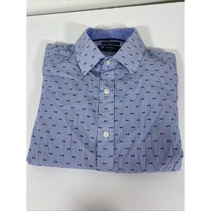 DANIEL CREMIEUX CLASSICS SHORT SLEEVE BLUE BUTTON DOWN SHIRT LARGE‎ Slim Fit S1